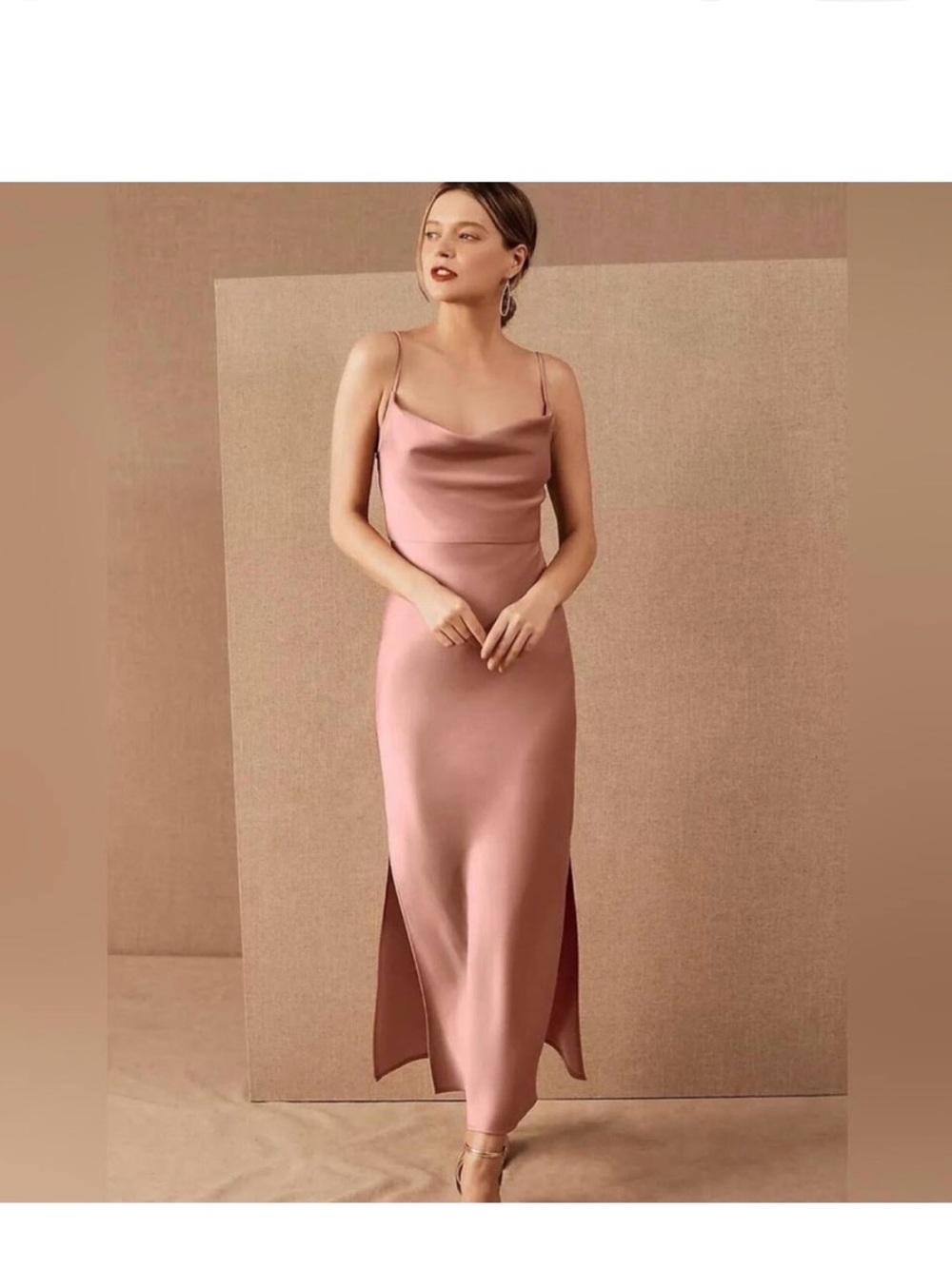 BHLDN Blush Pink Satin Slip Dress - Cali Midi Dress